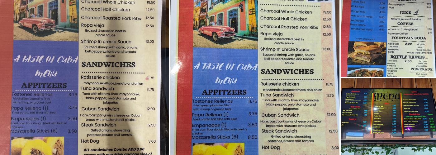 A Taste of Cuba Menu