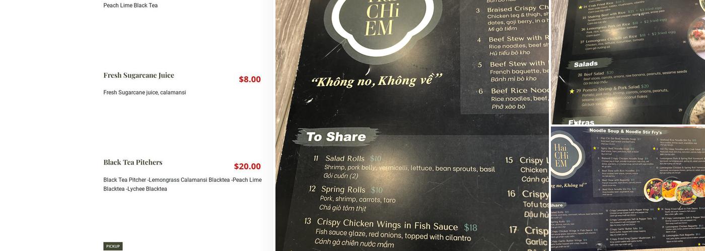 Hai Chi Em Modern Vietnamese Cuisine Menu