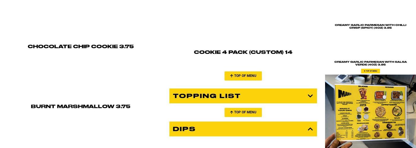 Maker Pizza Bayview Menu