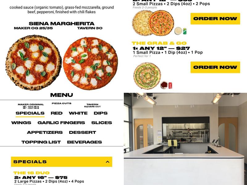 Maker Pizza Bayview Menu