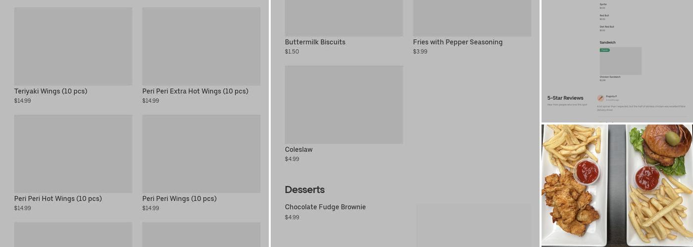 Red Hat Chicken Menu