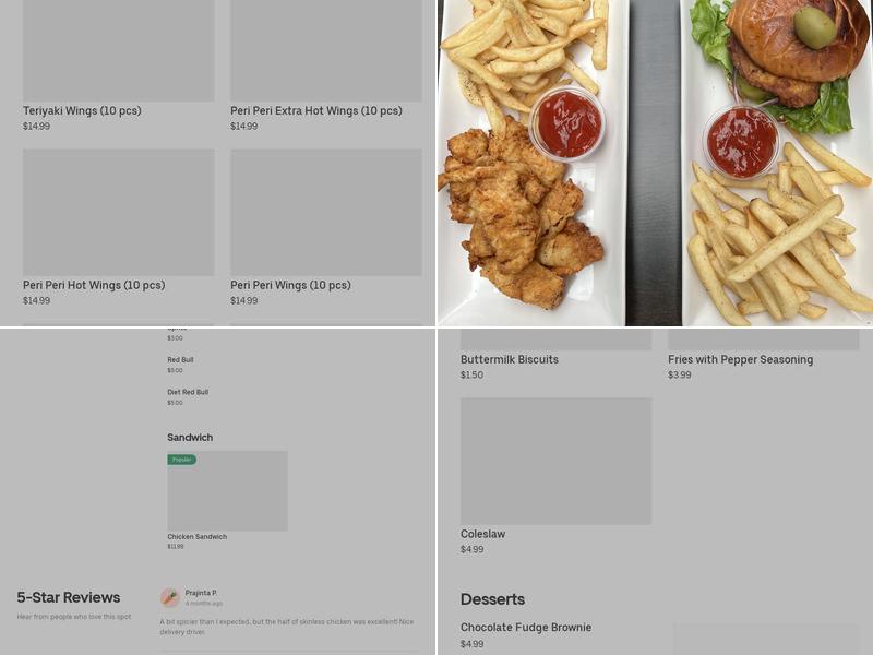Red Hat Chicken Menu