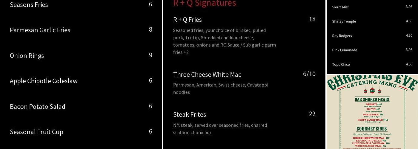 R+Q Kitchen Menu