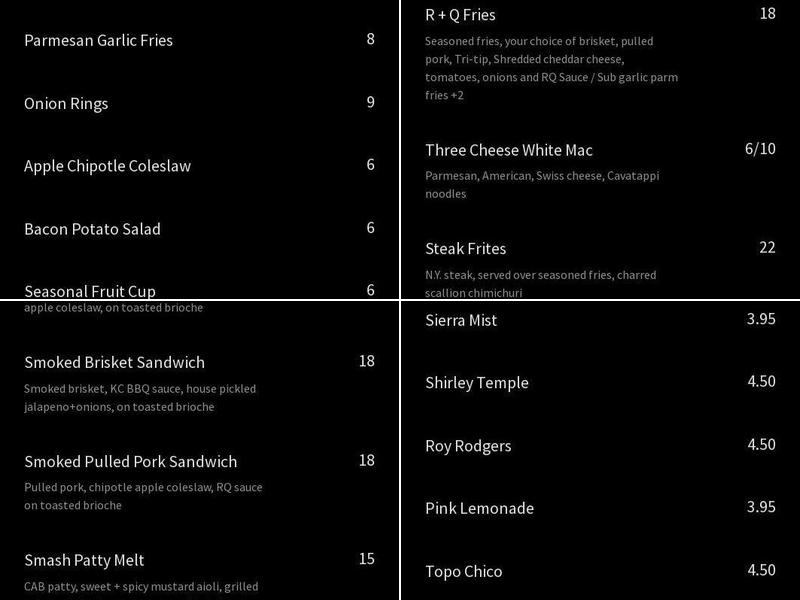 R+Q Kitchen Menu