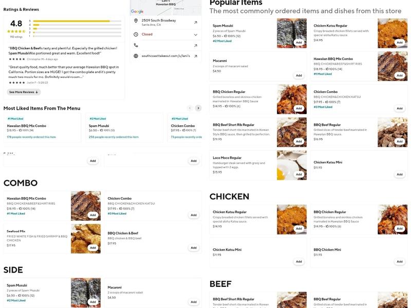 Lani's Hawaiian BBQ Menu