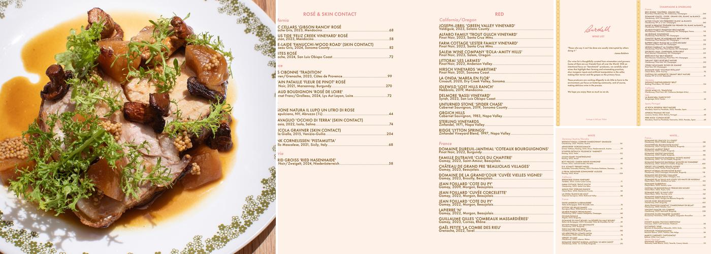 Burdell Menu