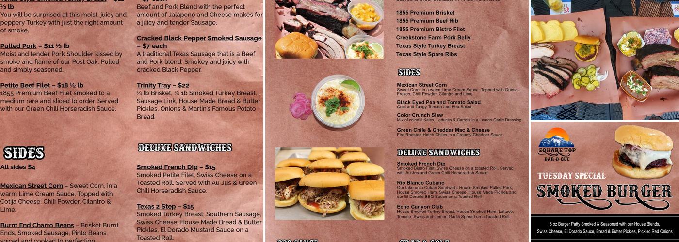 Square Top Bar-B-Que Menu