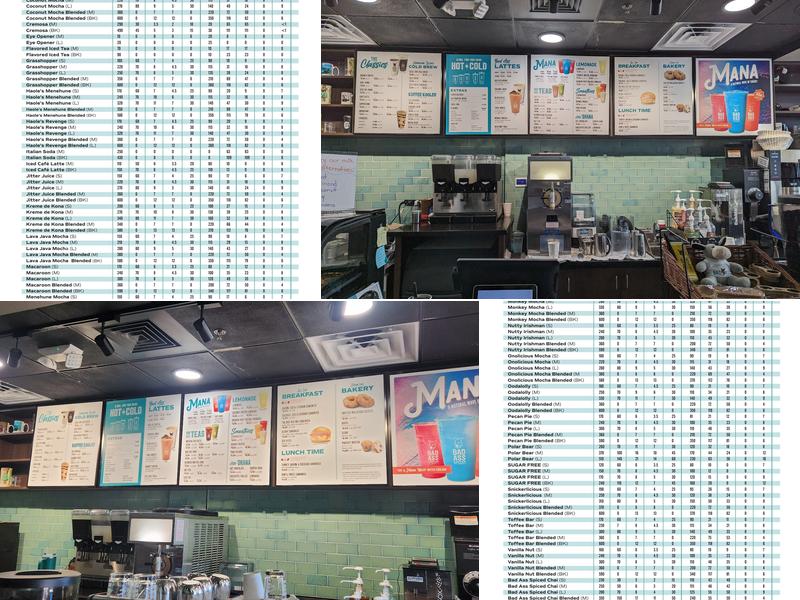 Bad Ass Coffee of Hawaii Menu