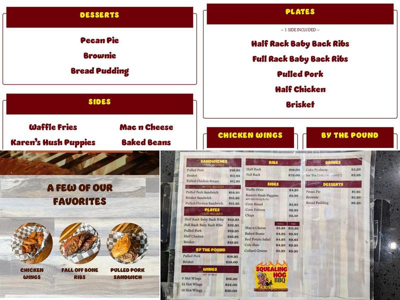 Squealing Hog BBQ Menu