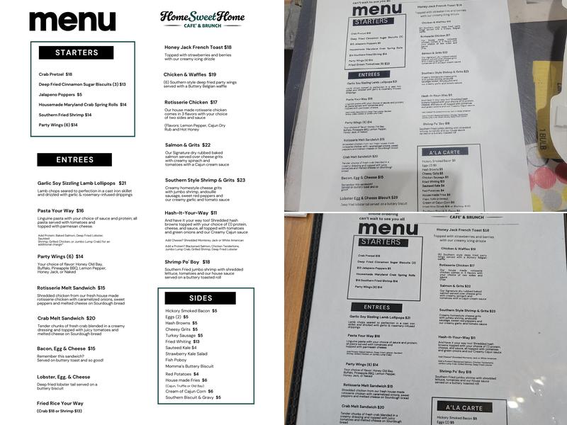 HomeSweetHome Cafe’ & Brunch Menu