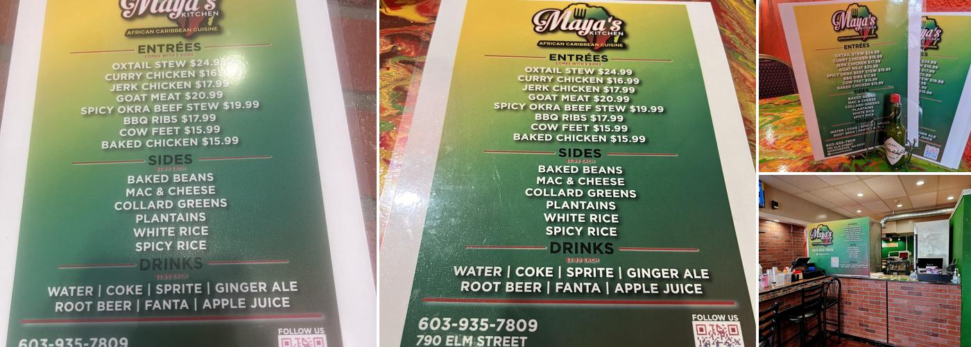 Maya's KITCHEN Menu