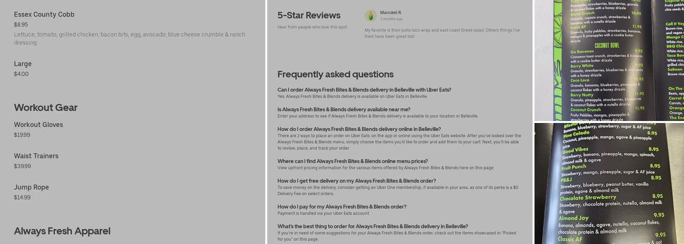 Always Fresh Bites & Blends Menu