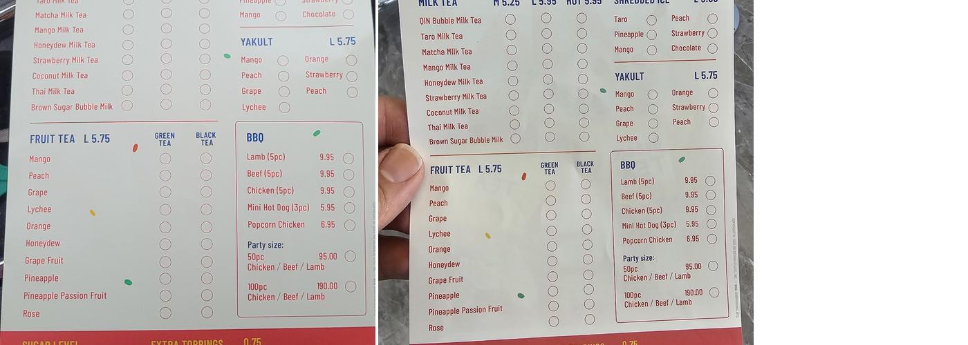 Qin Tea Menu