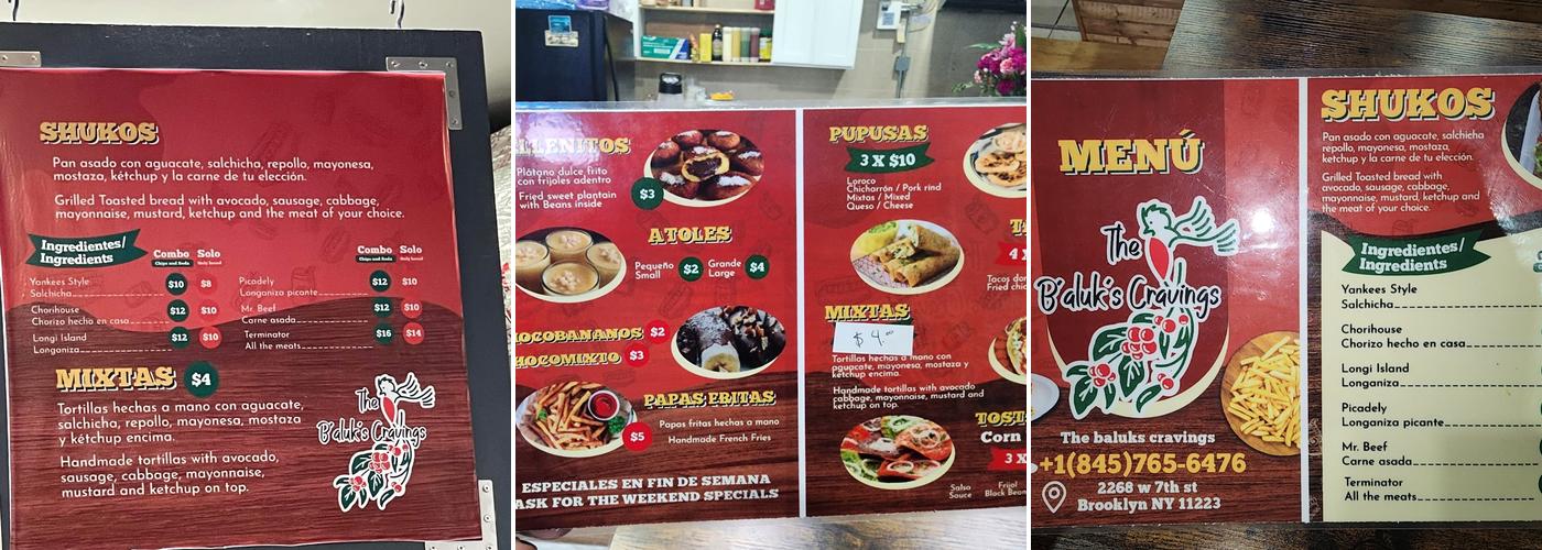 The B’aluk’s Cravings Menu