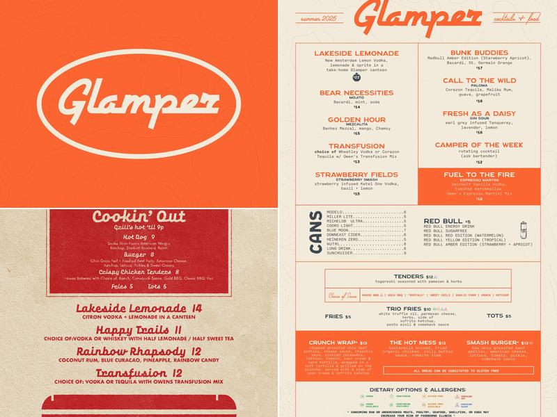 Glamper Menu