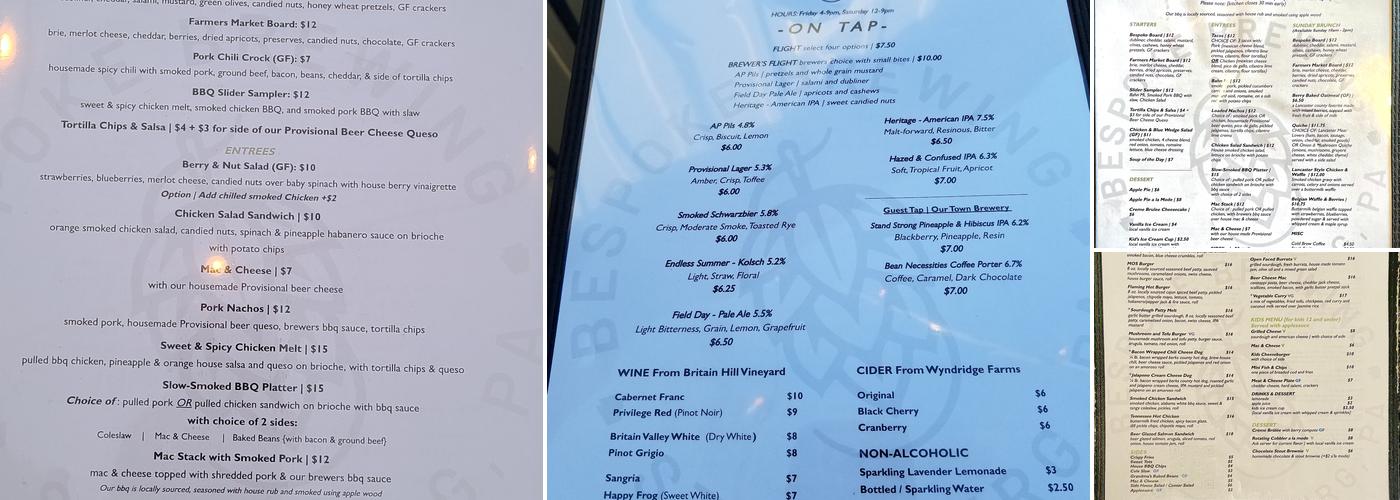 Bespoke Brewing Menu