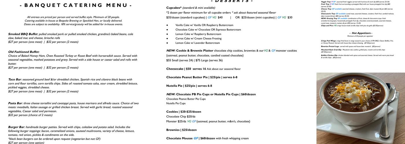 Bespoke Brewing Menu