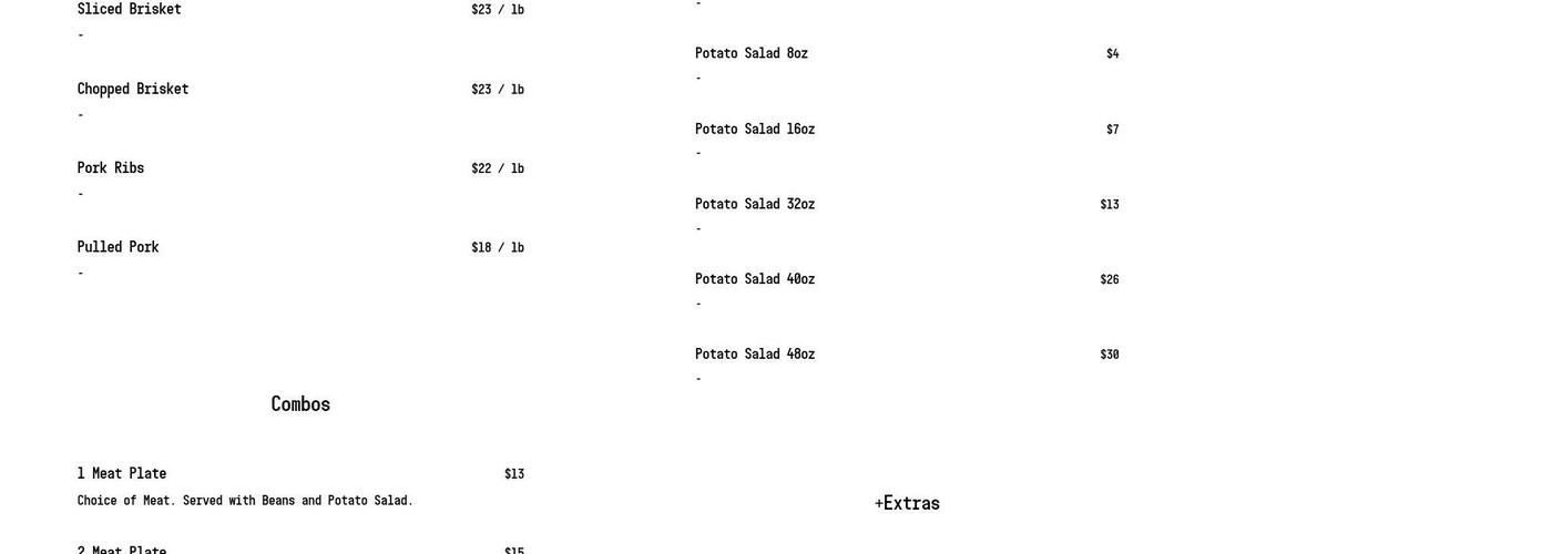 STEELE DUST BBQ Menu