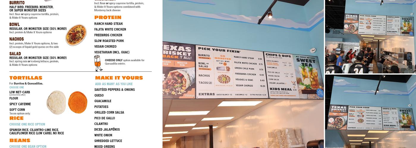 Freebirds World Burrito Menu