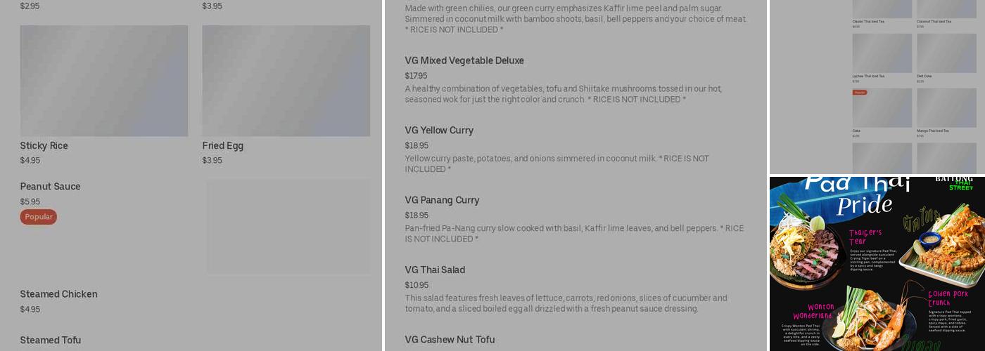 Bai Tong Thai Restaurant - U District Menu