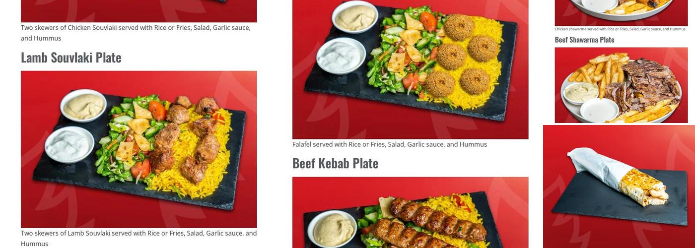 Alpha’s Shawarma Menu