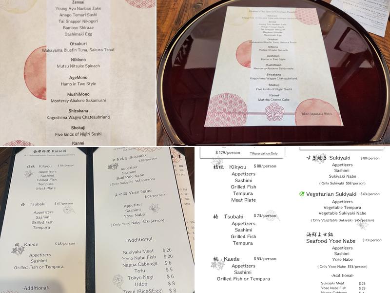 Akari Japanese Bistro Menu