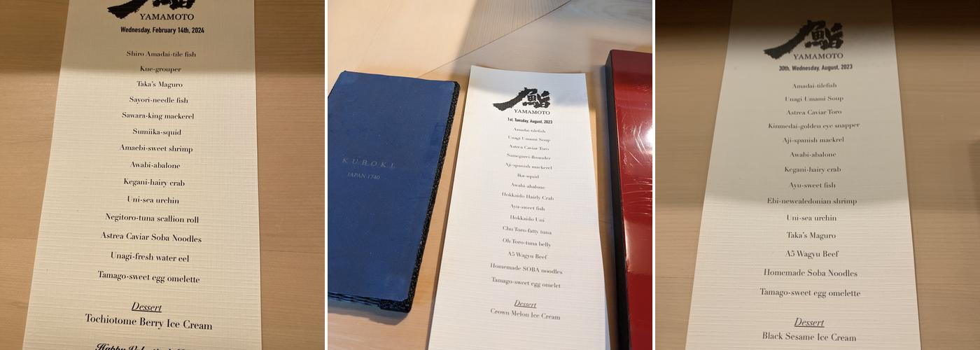 鮨やまもと / Sushi Yamamoto Menu