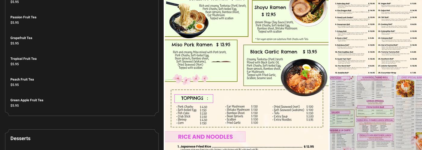 Osaka Sushi Ramen Bento Bubble Tea Menu