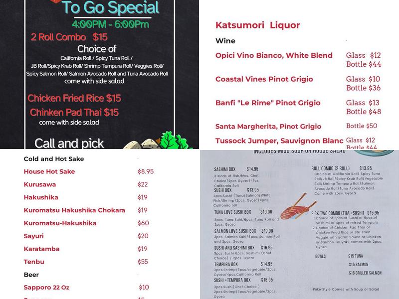 Katsumori Asian Fusion Menu