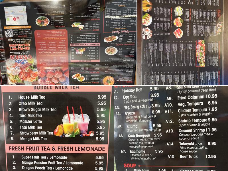 osaka sushi &hibachi Menu