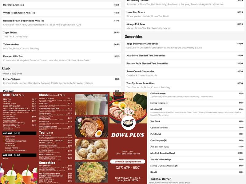 Bowl Plus Menu