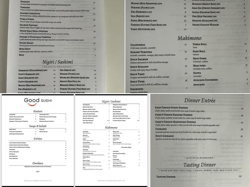 Good Sushi Menu