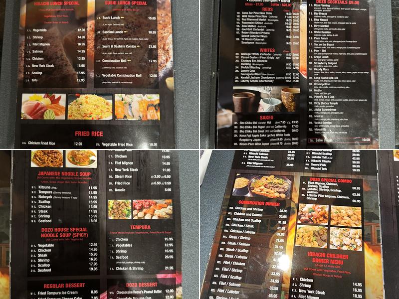 DOZO JAPANESE CUISINE Menu