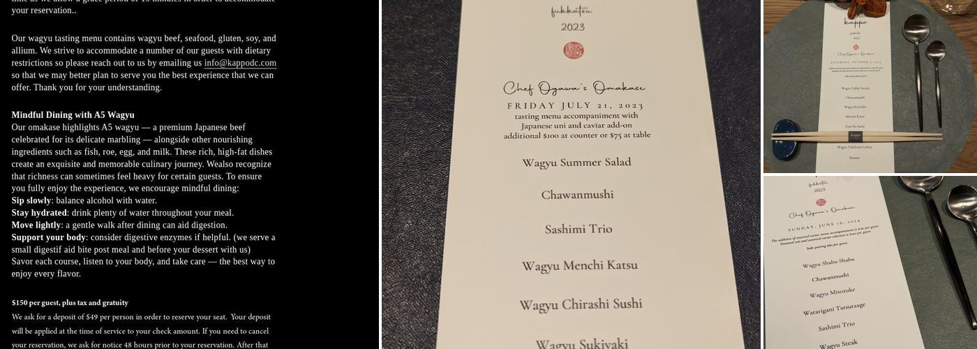 Kappo DC Menu