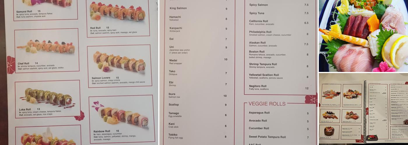 samurai sushi Menu