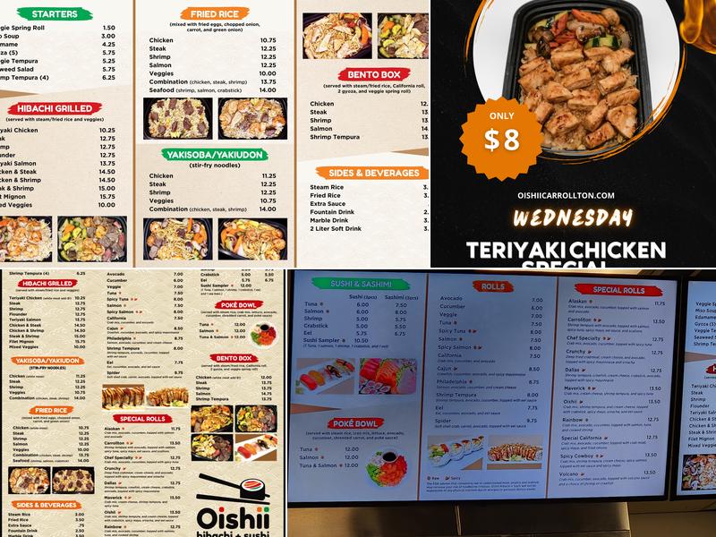 Oishii Hibachi + Sushi Menu