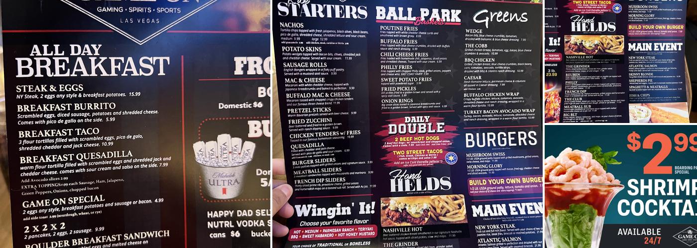 Game On Menu