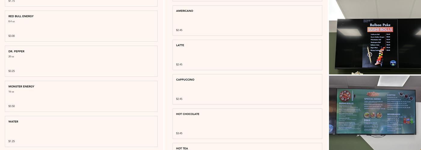 Balboa Poke Menu