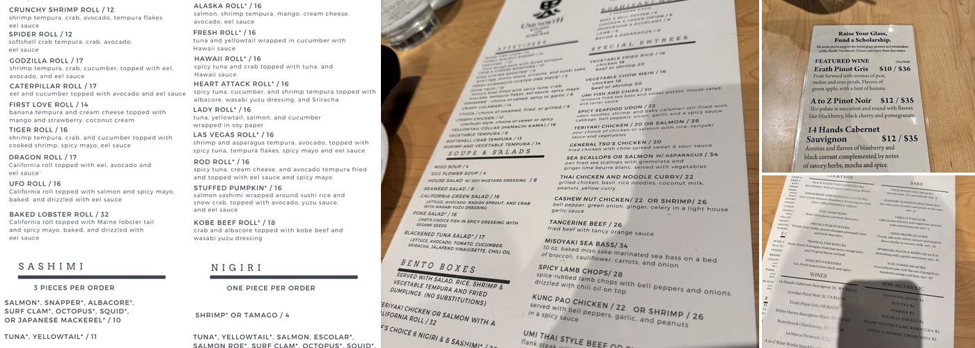 Umi North Kitchen and Sushi Bar Menu