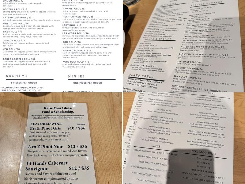 Umi North Kitchen and Sushi Bar Menu