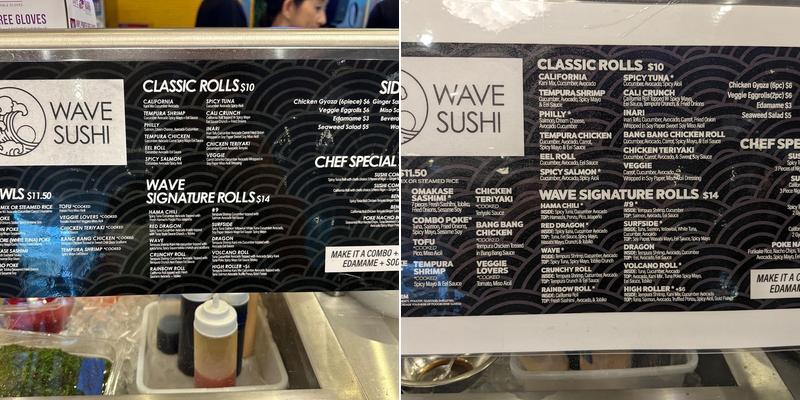 Wave Sushi Menu