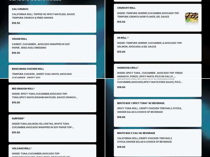 Wave Sushi Menu