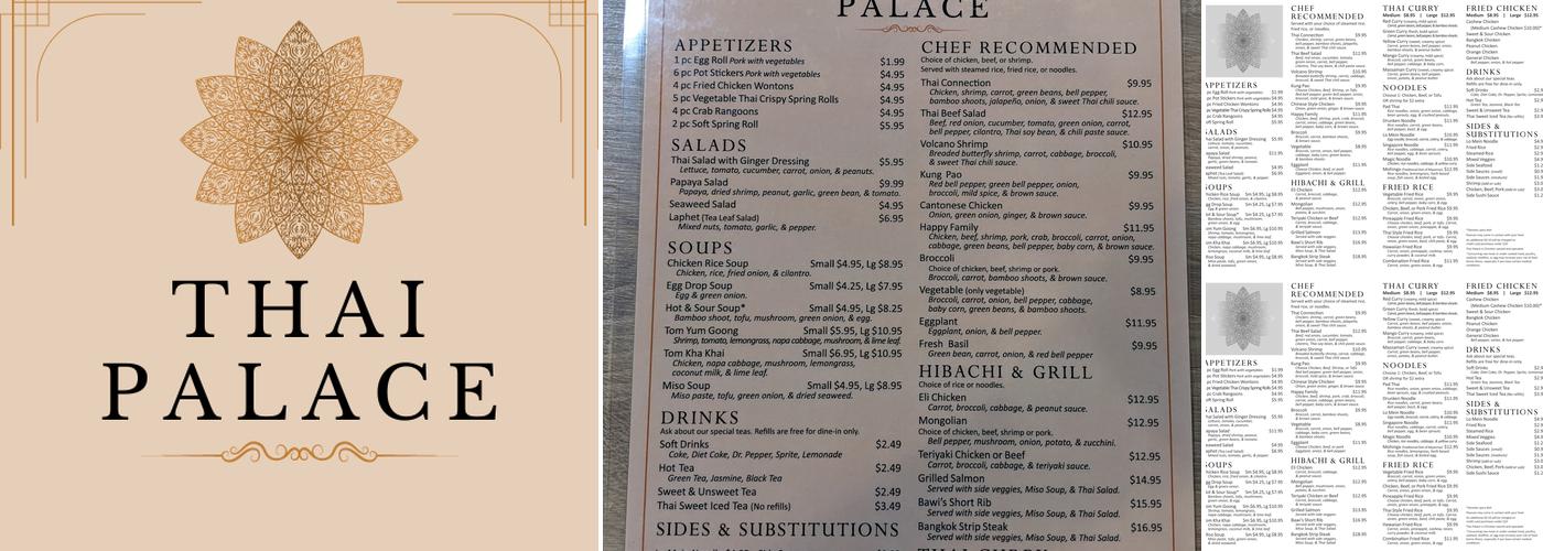 Thai Palace Menu