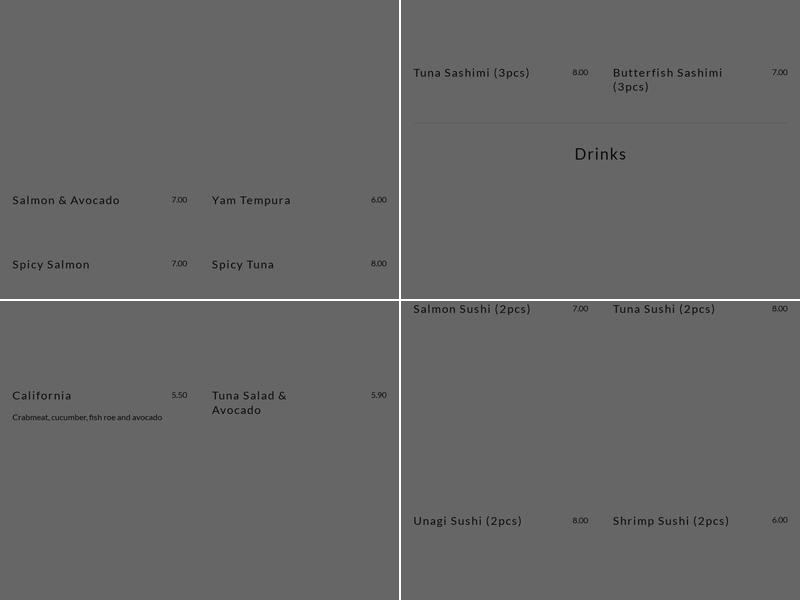 TOBIKO Express - Roncesvalles Menu