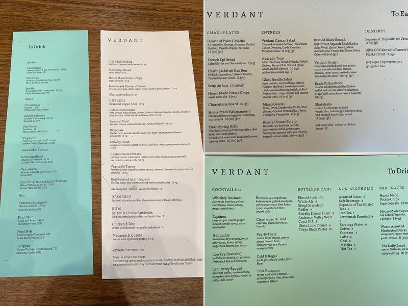 Verdant Menu