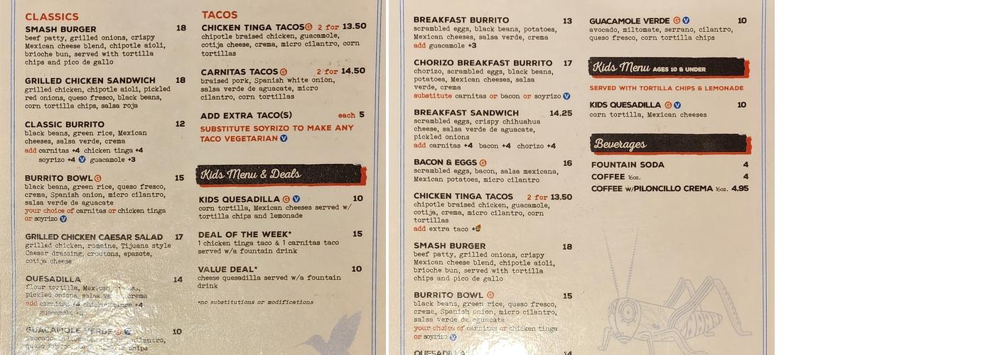 Calavera Menu