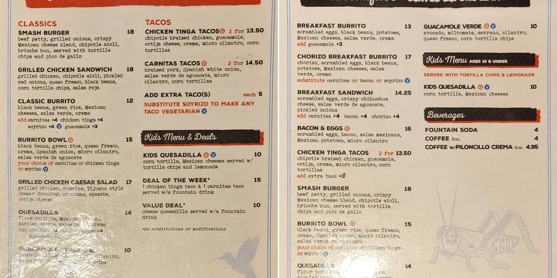 Calavera Menu