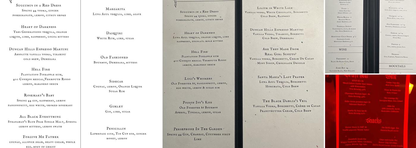 The Devil’s Drink Menu