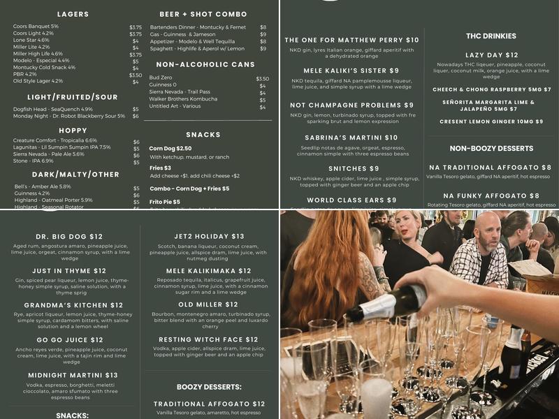 Monkey's Bar Menu