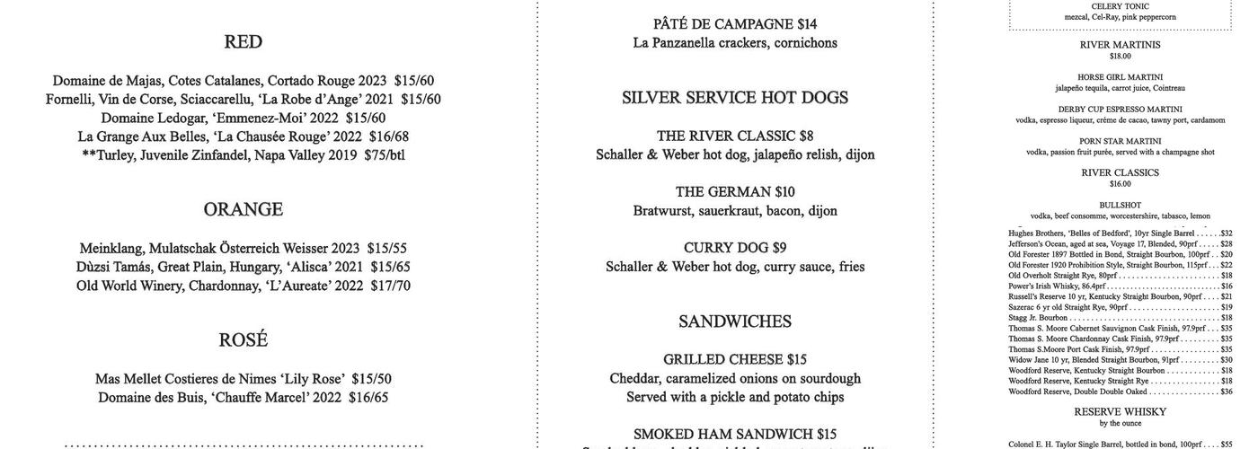 The River Menu